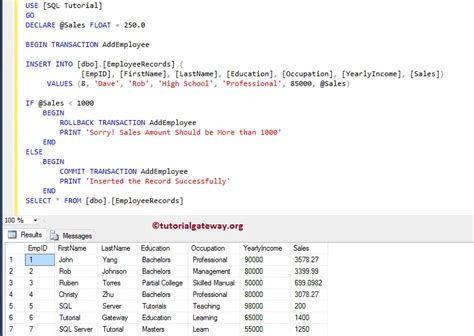 transactions in sql.